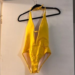 Yellow One Piece Swim Suit ZAFUL